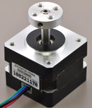 5mm Pololu universal aluminum mounting hub on a stepper motor with a 5mm-diameter output shaft.
