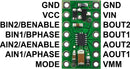 DRV8835 dual motor driver carrier, labeled top view.