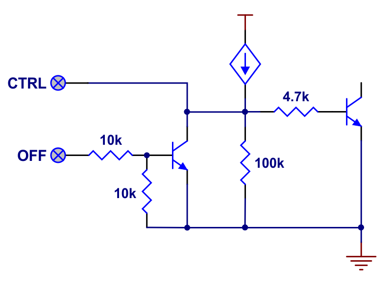 OFF and CTRL input structures of Pushbutton Power Switch with Reverse Voltage Protection.