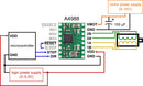 Minimal wiring diagram for connecting a microcontroller to an A4988 stepper motor driver carrier (full-step mode).