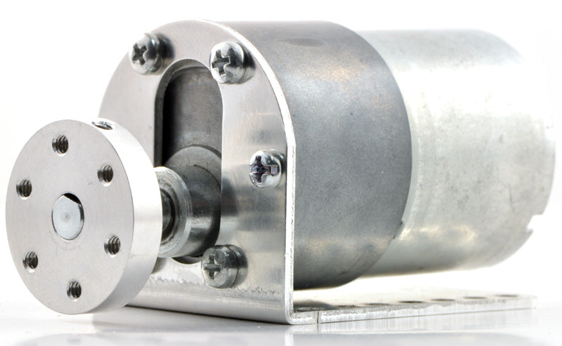 37D&nbsp;mm gearmotor (without encoder) with L-bracket and 6mm universal mounting hub.