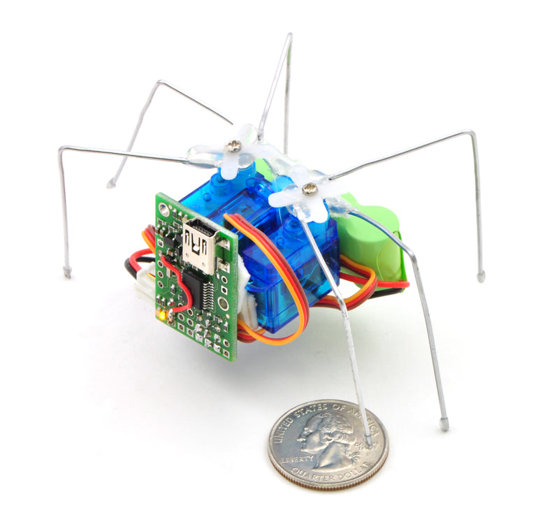 Micro Maestro as the brains of a tiny hexapod robot.