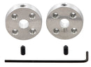 A pair of Pololu universal aluminum mounting hubs for 5&nbsp;mm diameter shafts.