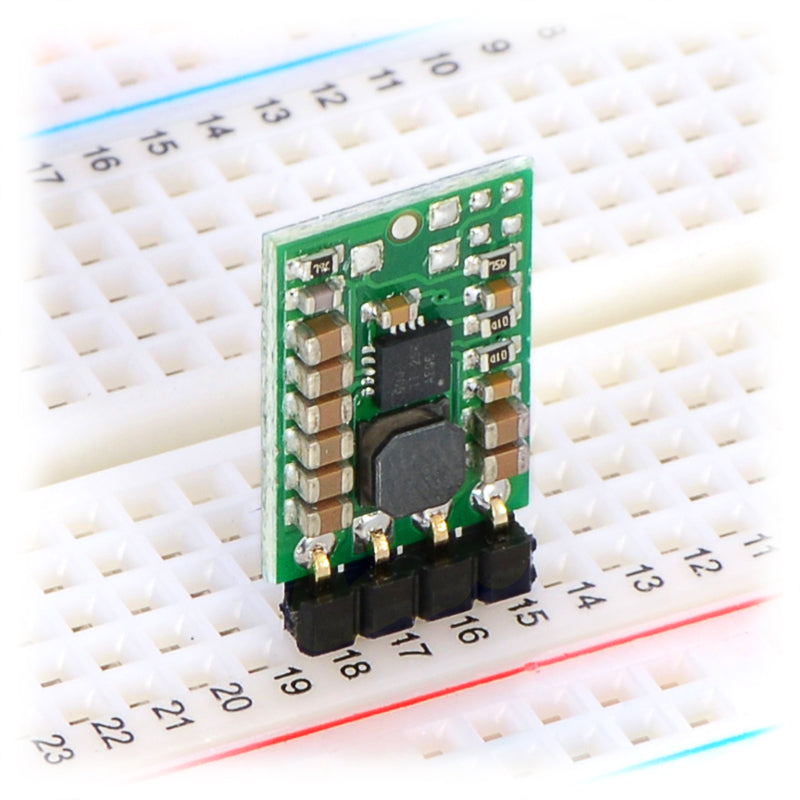 Pololu step-up/step-down voltage regulator S7V8F3 or S7V8F5 in a breadboard.