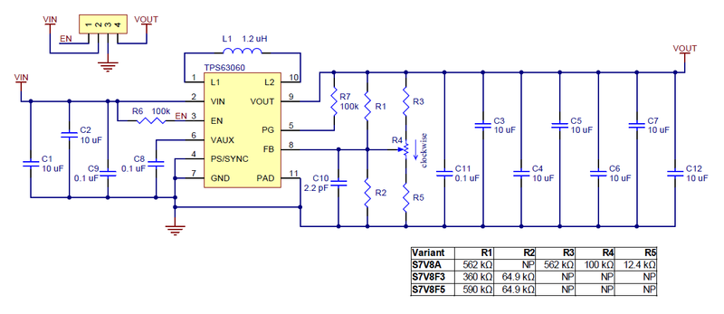Pololu Step-Up/Step-Down Voltage Regulator S7V8x schematic diagram.