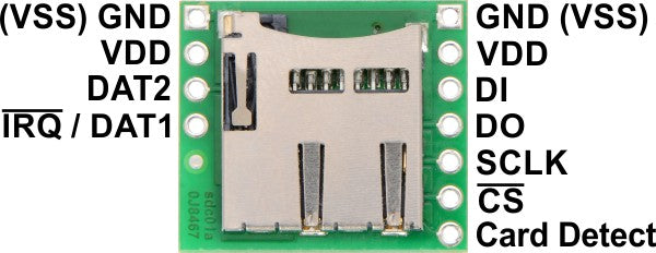 Breakout Board for microSD Card, labeled top view.