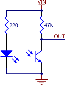 QTR-1A reflectance sensor schematic diagram.