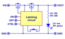 Block diagram of the Mini Pushbutton Power Switch with Reverse Voltage Protection.