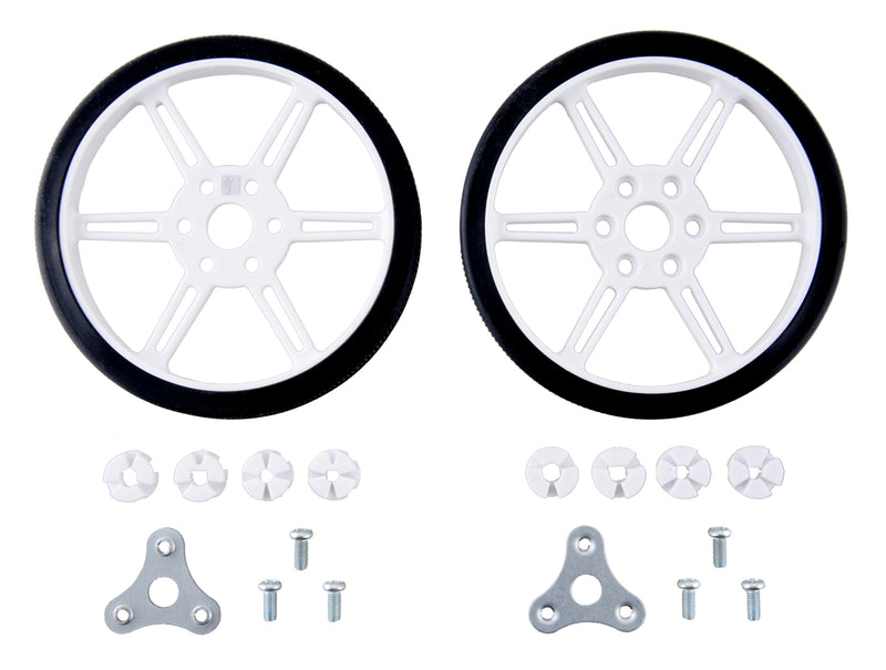 Pololu Multi-Hub Wheel w/Inserts for 3mm and 4mm Shafts - 80×10mm, White, 2-pack.