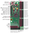 Mini Maestro 24-channel USB servo controller (fully assembled) labeled top view.