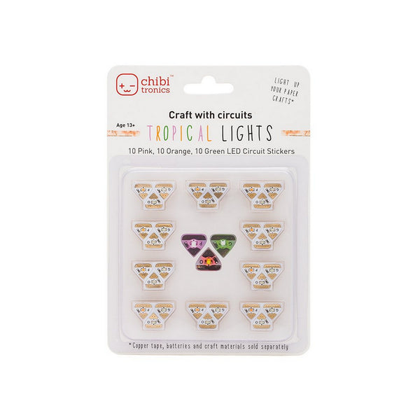 Chibitronics Pink, Orange, Green Tropical MegaPack (30 LED stickers)