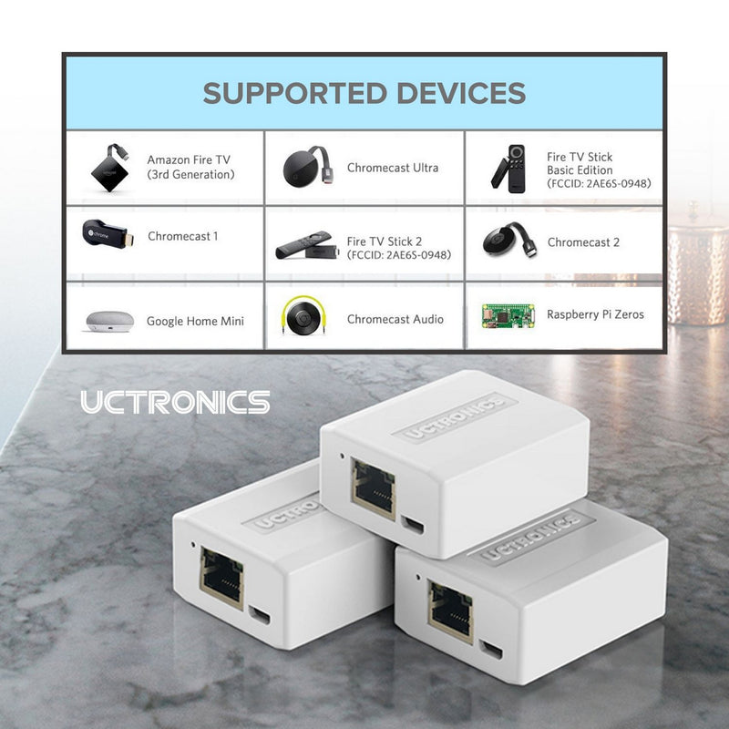 UCTRONICS PoE Adapter to Micro USB (Ethernet+Power) for Raspberry Pi Zero, Fire TV Stick, Chromecast, Google Mini, and More, IEEE 802.3af Compliant U6113