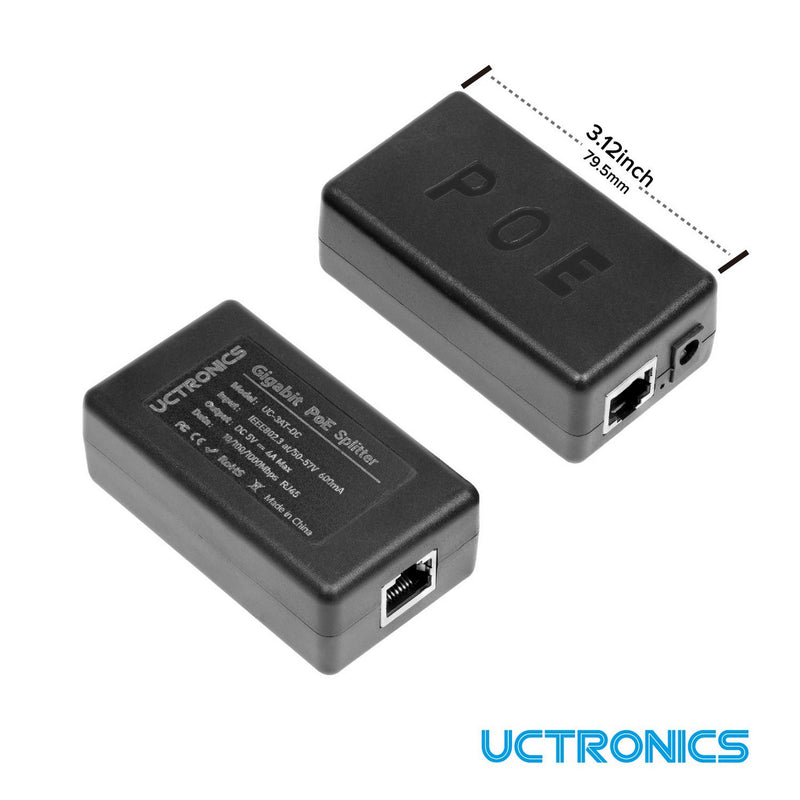 UCTRONICS PoE Splitter 5V 4A – Active PoE+ to Barrel Jack, IEEE 802.3at Compliant for Jetson Nano and Raspberry Pi PoE U6114