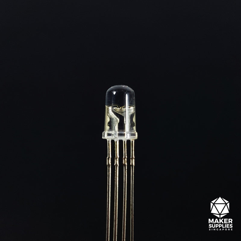 5mm Common Cathode 4-pin Clear RGB LED – MakerSupplies Singapore