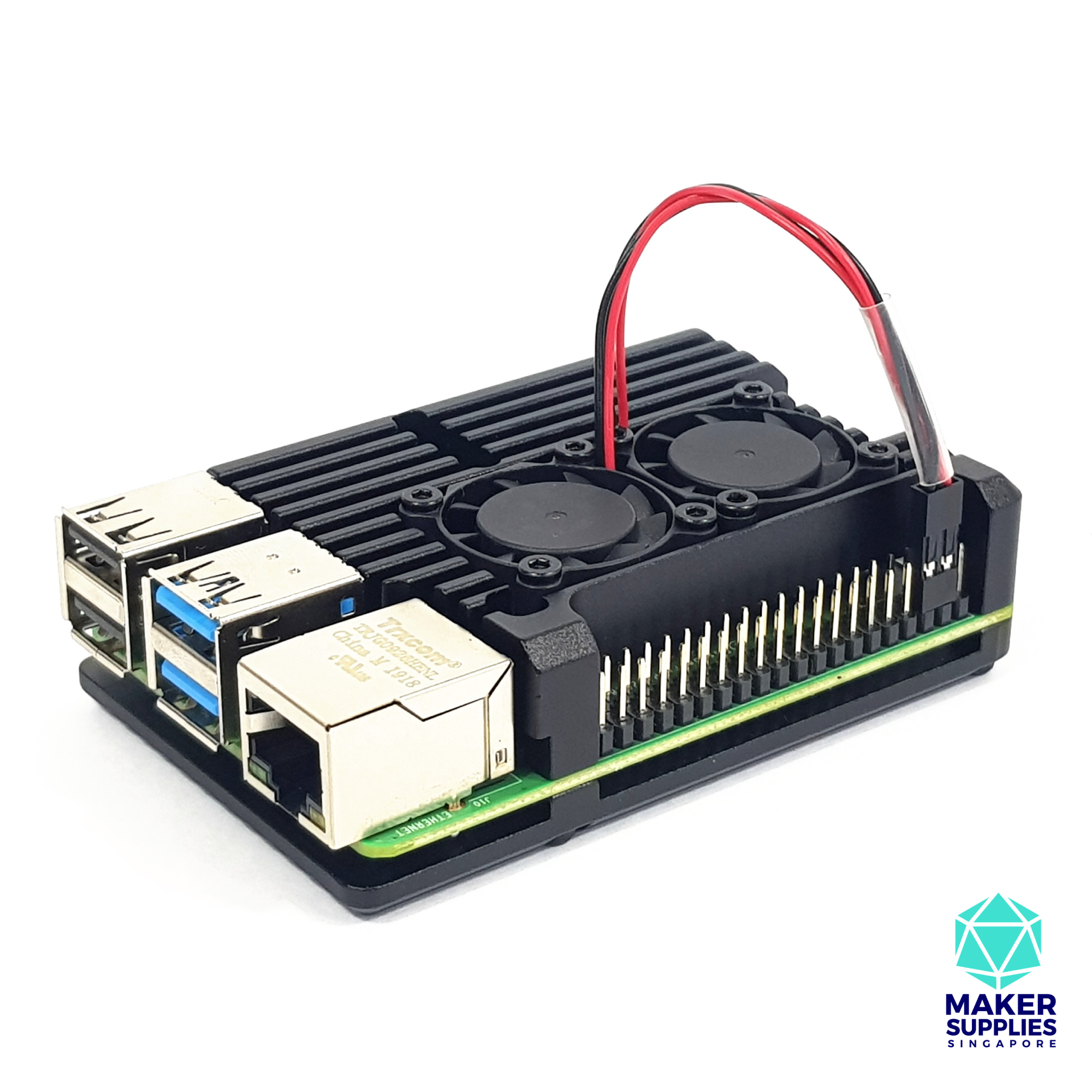 Casing Raspi Plus Fan Raspberry Pi 4 Aluminium Casing with Cooling Fans